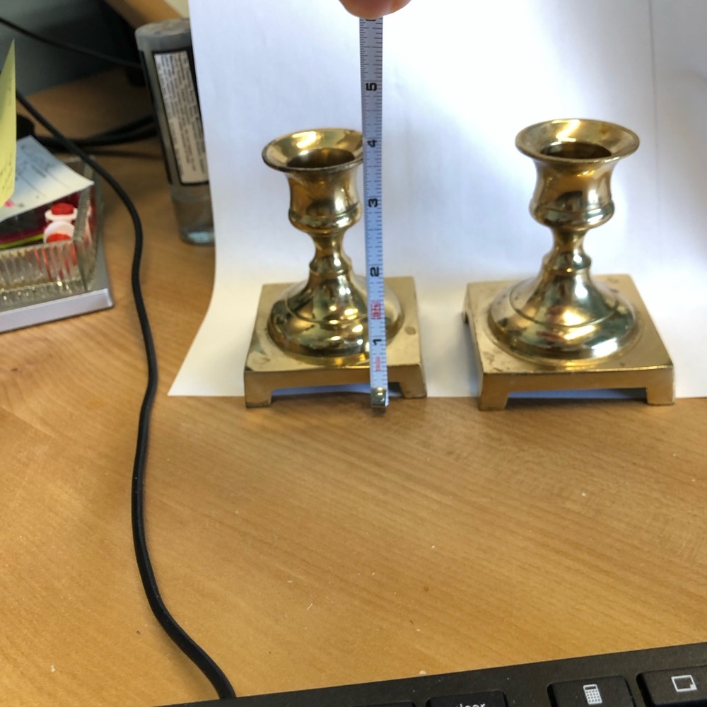 Brass Candlestick Holders - Pair - Picture 4 of 5